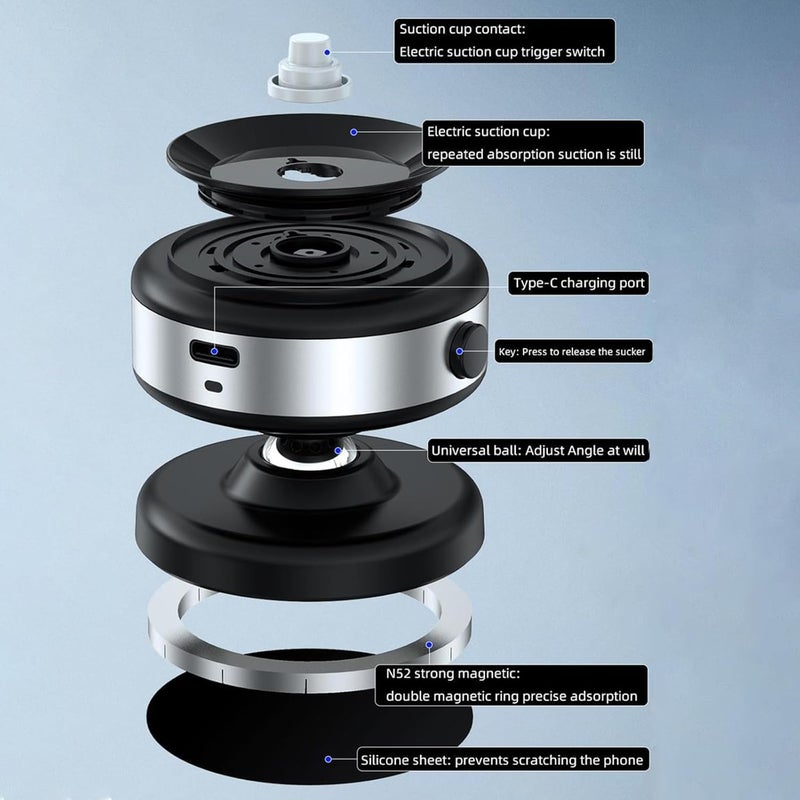 360° Rotatable Magnetic Phone Holder - Powerful 32 N52 Magnet Grip, Tool-Free Installation for Car Dashboard, Window or Smooth Surfaces - Image 5