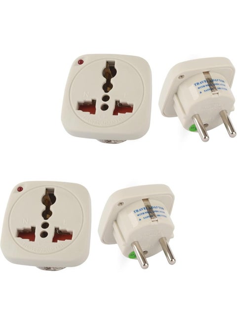 Melfi Multi Travel Adaptor Suchko To Universal Power Adapter Uk/Us/Au To Eu Converter With Shutter And Indicator (Pack Of 2)