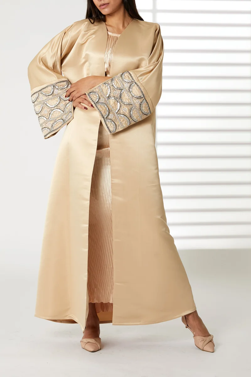 Moistreet Satin Split Cuffs  Abaya