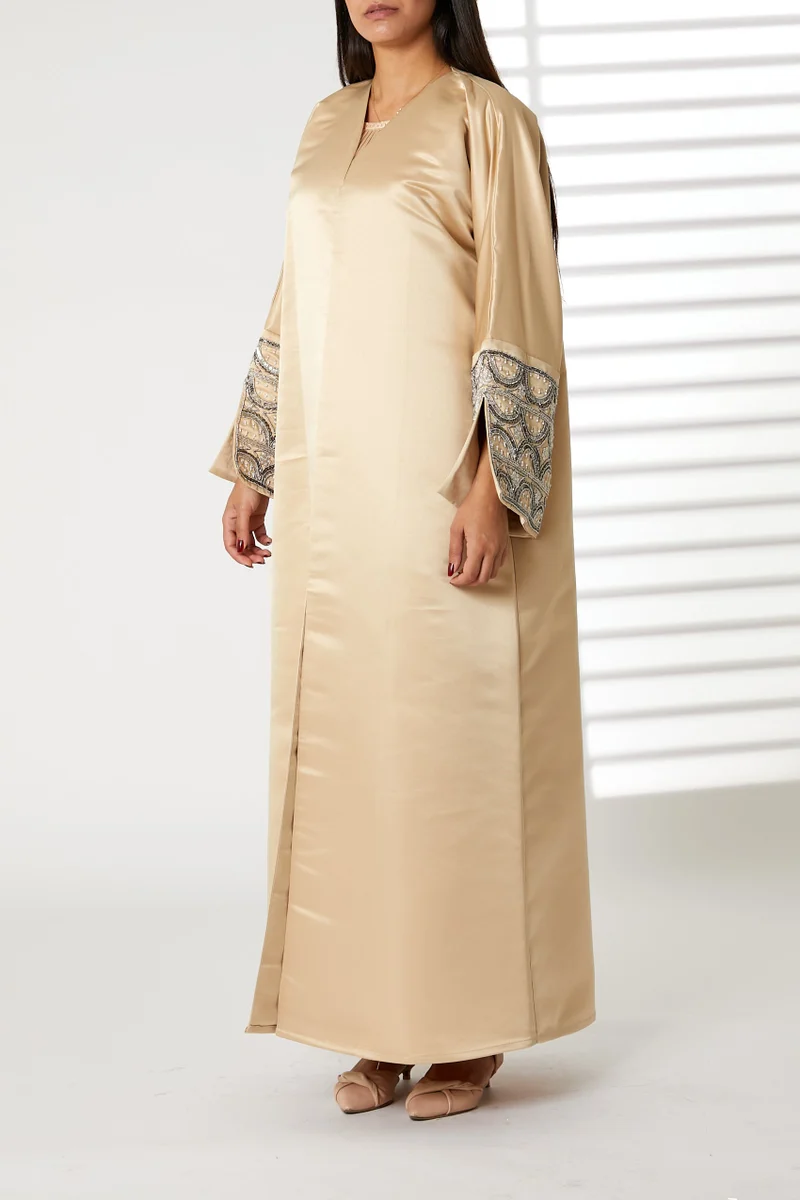 Moistreet  Satin Split Cuffs  Abaya for Women | Best Price UAE