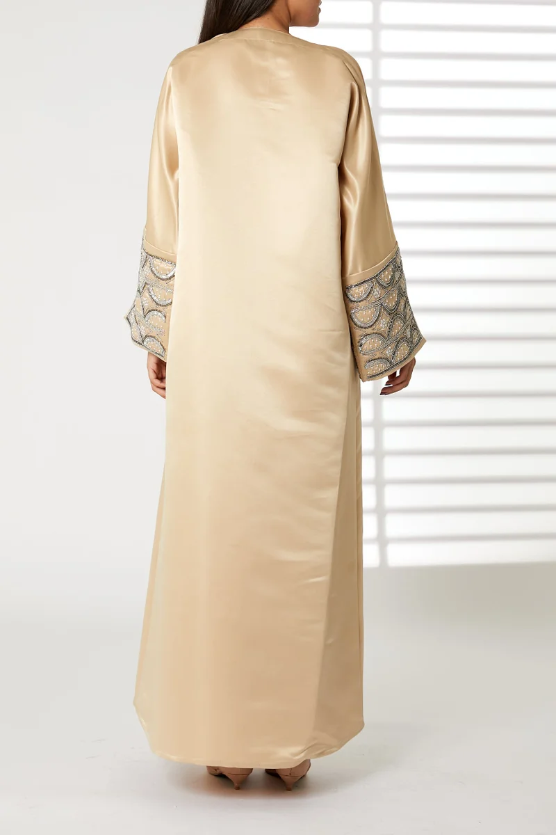 Moistreet  Satin Split Cuffs  Abaya for Women | Best Price UAE
