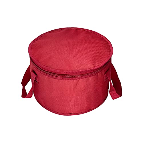 Yalin 2 Pack 12.5X7.8 Inch Round Lunch Bags, Insulated Thermal Pastry and Pie Carrier, Reusable Cake Cooler and Casserole Carrier Bags for Potluck, Picnics Food Delivery (Red Color) - Image 2