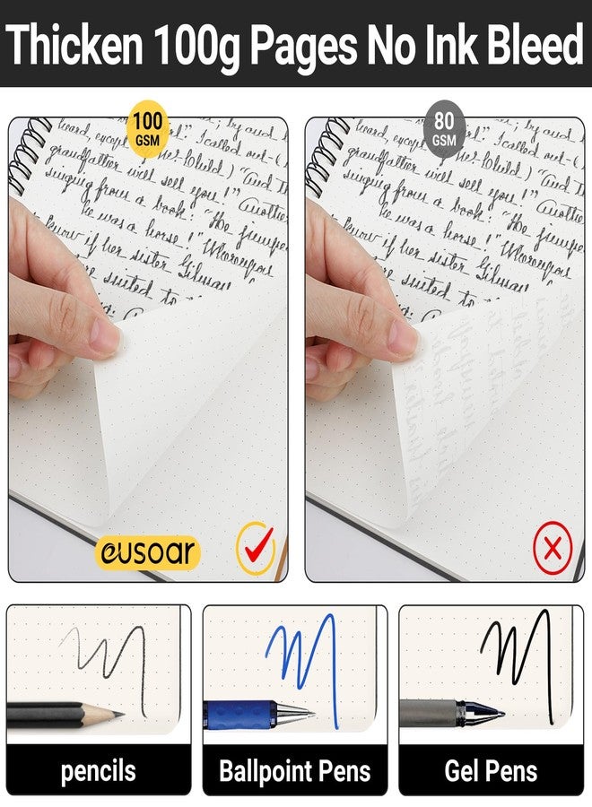 EUSOAR دفاتر حلزونية من EUSOAR، مقاس A4 كبير، 3 عبوات، 11 بوصة × 8.5 بوصة، 120 صفحة، دفاتر تدوين يوميات حلزونية بنقاط، دفاتر ورق سميك للرسم والرياضيات والتخطيط والملاحظات والكتابة في الكلية والمكتب - أسود - Image 4