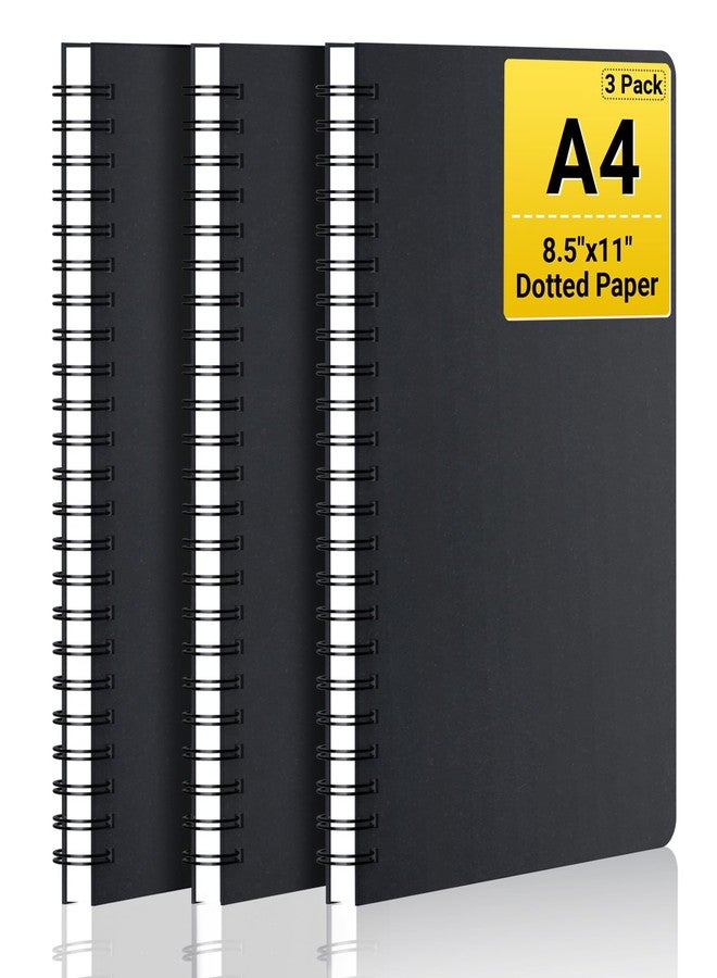 EUSOAR دفاتر حلزونية من EUSOAR، مقاس A4 كبير، 3 عبوات، 11 بوصة × 8.5 بوصة، 120 صفحة، دفاتر تدوين يوميات حلزونية بنقاط، دفاتر ورق سميك للرسم والرياضيات والتخطيط والملاحظات والكتابة في الكلية والمكتب - أسود - Image 1