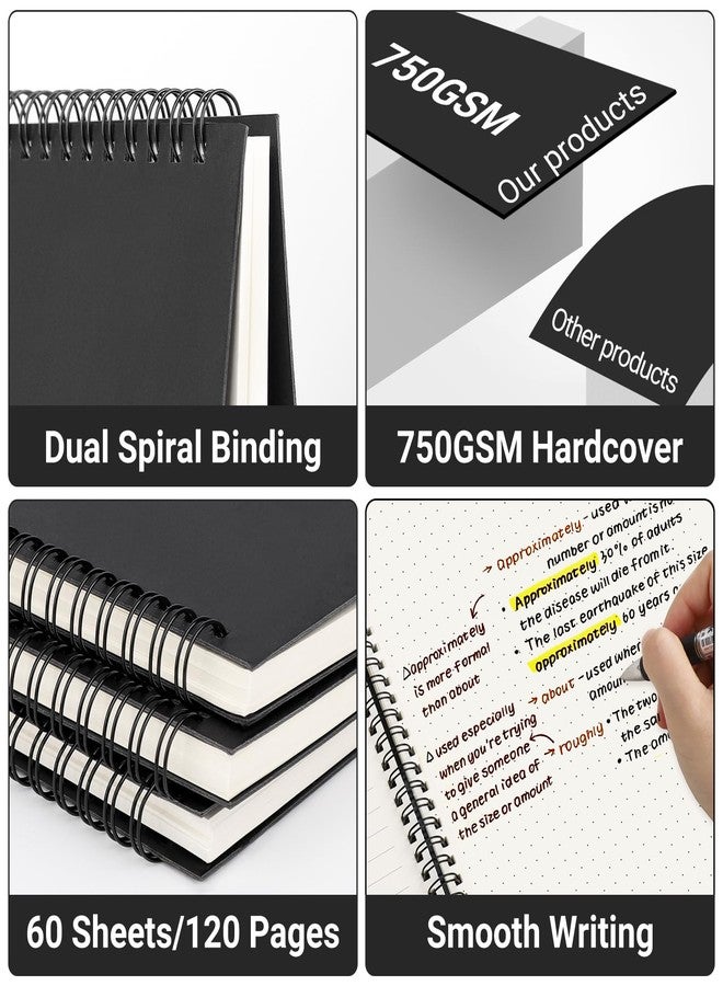 EUSOAR دفاتر حلزونية من EUSOAR، مقاس A4 كبير، 3 عبوات، 11 بوصة × 8.5 بوصة، 120 صفحة، دفاتر تدوين يوميات حلزونية بنقاط، دفاتر ورق سميك للرسم والرياضيات والتخطيط والملاحظات والكتابة في الكلية والمكتب - أسود - Image 5
