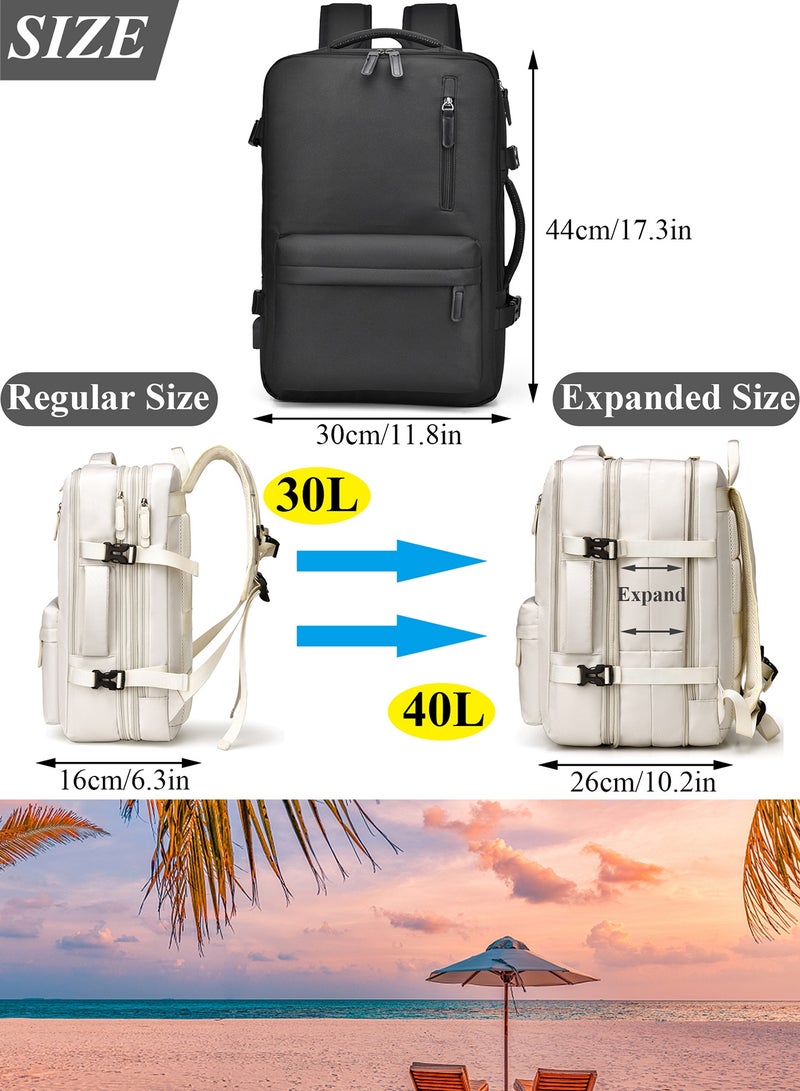 TokFaa Carry on Backpack,Large Travel Laptop Backpack Expandable 40L Flight Approved Weekender Overnight Luggage Bag for Men Women 17 Inch Waterproof Daypack for Business College School（Black） - Image 2