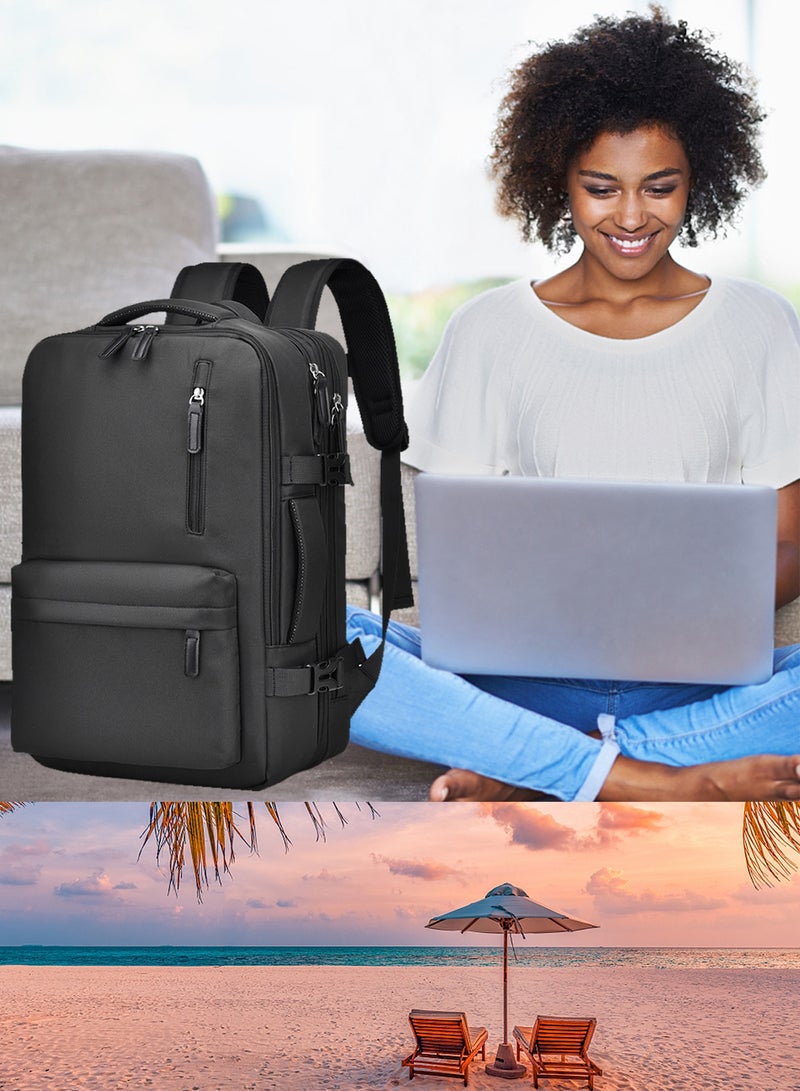 TokFaa Carry on Backpack,Large Travel Laptop Backpack Expandable 40L Flight Approved Weekender Overnight Luggage Bag for Men Women 17 Inch Waterproof Daypack for Business College School（Black） - Image 5