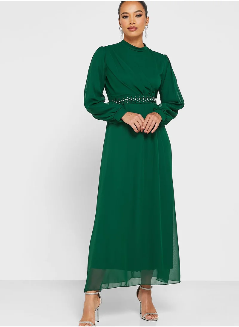 Khizana Embellished Waistbelt Detail Dress