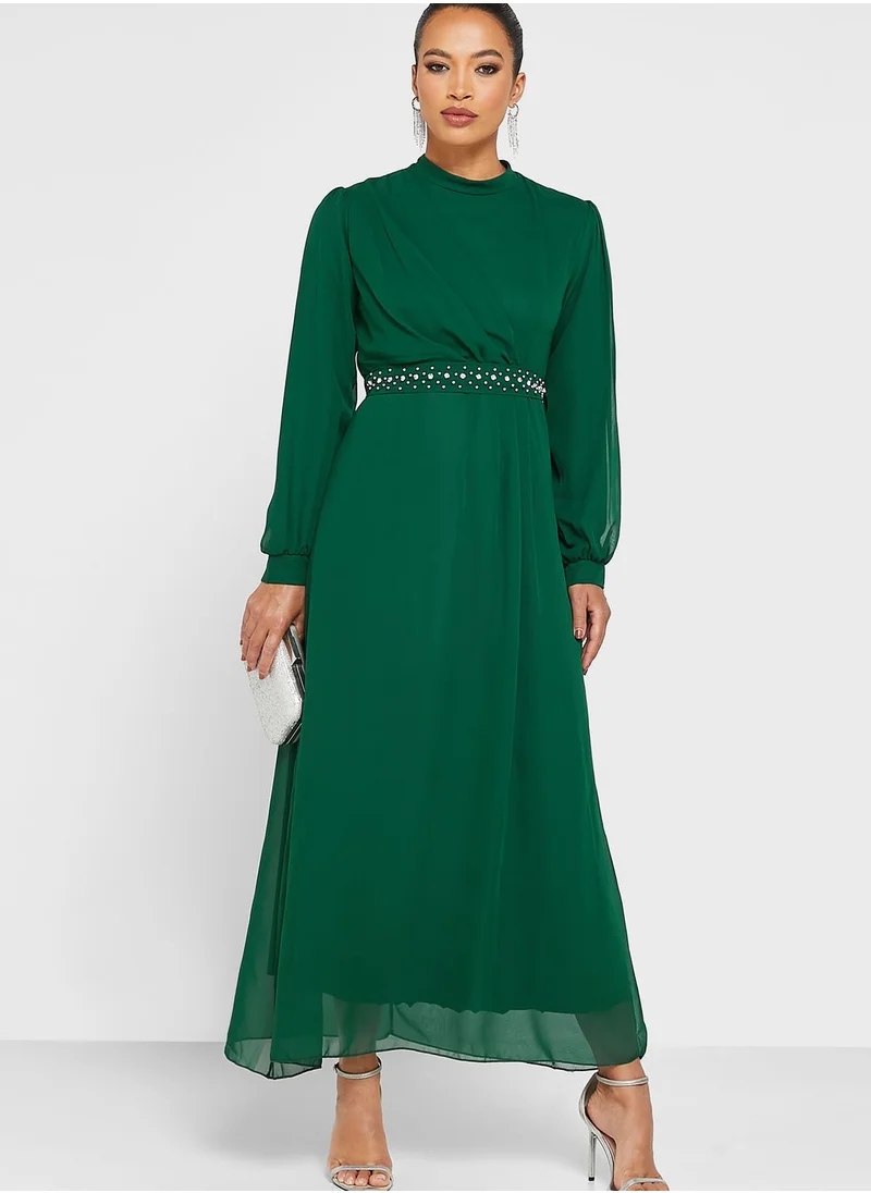 Khizana Embellished Waistbelt Detail Dress
