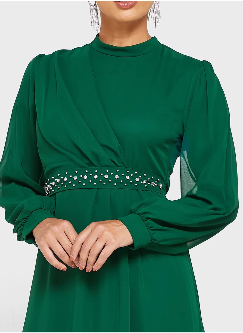 Khizana Embellished Waistbelt Detail Dress