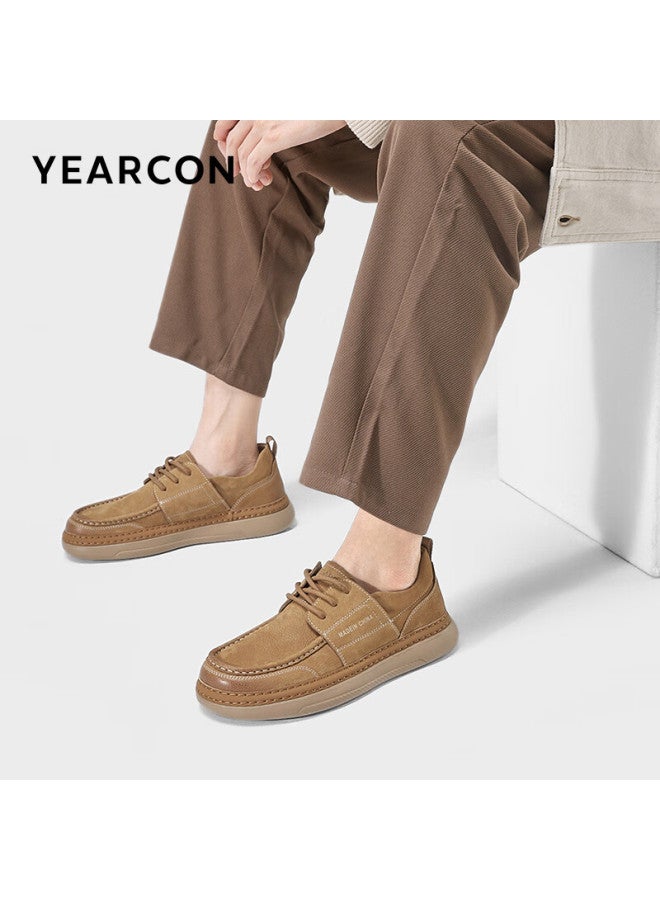 YEARCON Yierkang Men's Outdoor Fashion Work Shoes Spring New Casual Leather Shoes 96192w Yellow Brown Size 42 - Image 2