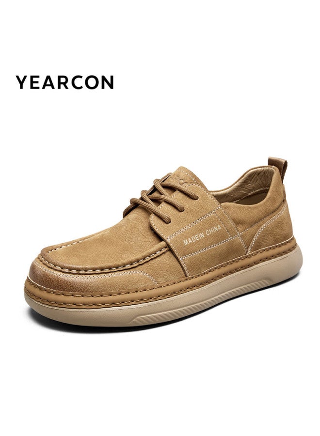 YEARCON Yierkang Men's Outdoor Fashion Work Shoes Spring New Casual Leather Shoes 96192w Yellow Brown Size 42 - Image 3
