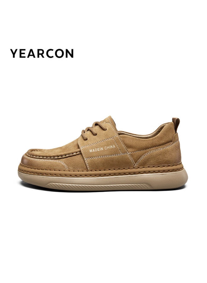 YEARCON Yierkang Men's Outdoor Fashion Work Shoes Spring New Casual Leather Shoes 96192w Yellow Brown Size 42 - Image 4