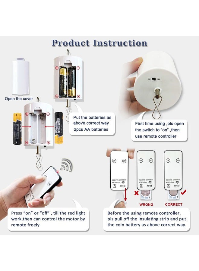FONMY Hanging Display Motor with Remote for Wind Spinner Ornament Hanging Decor Wind Chimes Baby Crib Mobile Battery Operated Motor-10 RPM Low Speed - Image 3