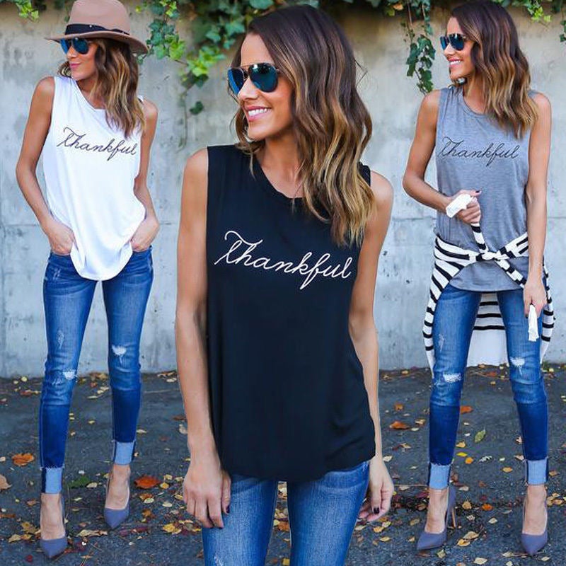 [Pictures can be ordered *] [cross-border] women's sleeveless vest short-sleeved top T-shirt - Image 2