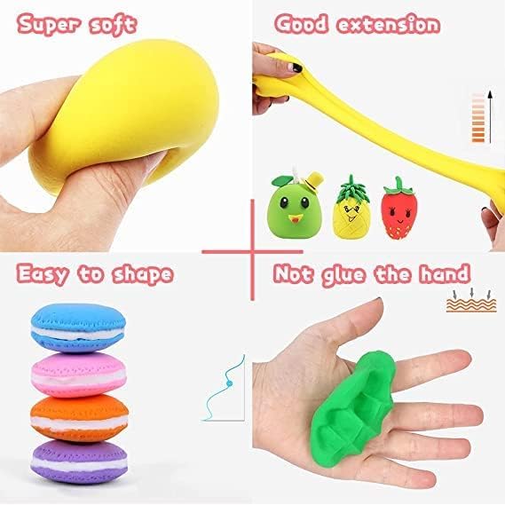 Eclet (Pack of 12) Air Dry Clay, Colorful Children Soft Clay, Creative Art Crafts, Gifts for Kids-Multi Color. Non-Toxic Modeling Magic Fluffy Foam Bouncing Clay Putty Kit for Kids with Tools .69 - Image 4