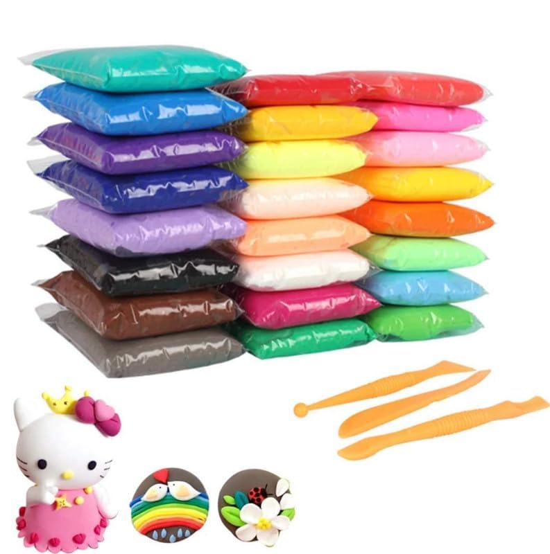 Eclet (Pack of 12) Air Dry Clay, Colorful Children Soft Clay, Creative Art Crafts, Gifts for Kids-Multi Color. Non-Toxic Modeling Magic Fluffy Foam Bouncing Clay Putty Kit for Kids with Tools .69 - Image 2