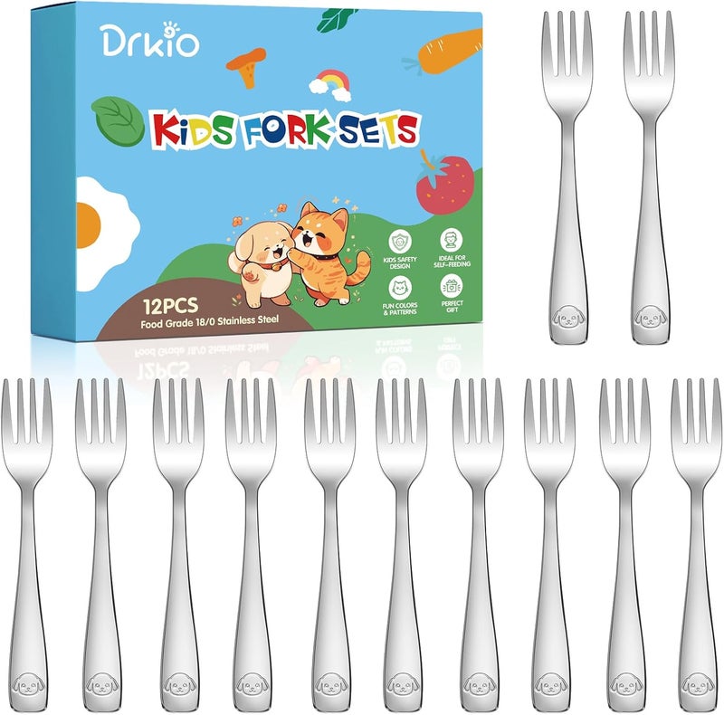 DRKIO طقم شوك للأطفال من DRKIO من الفولاذ المقاوم للصدأ 12 قطعة - Image 1