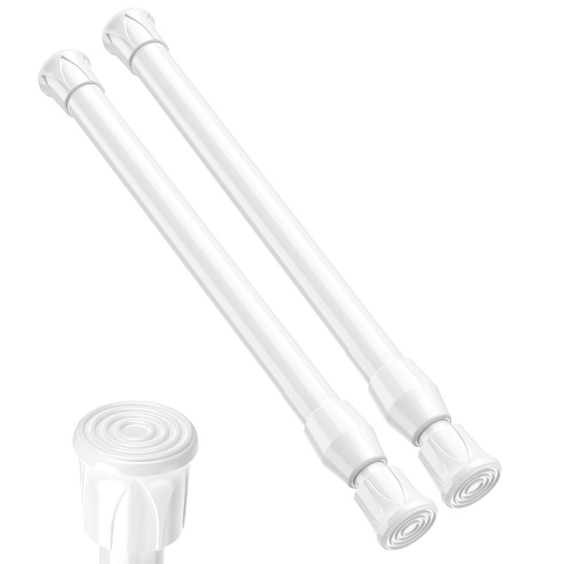 ZipGlo Tension Curtain Rod 12-20inches Small Tension Rods White Adjustable Spring Tension Curtain Rods 2 Pack Mini Curtain Rod Short for Cupboard Closet Rod Kitchen Drawers No Drill Cupboard Cabinets - Image 1