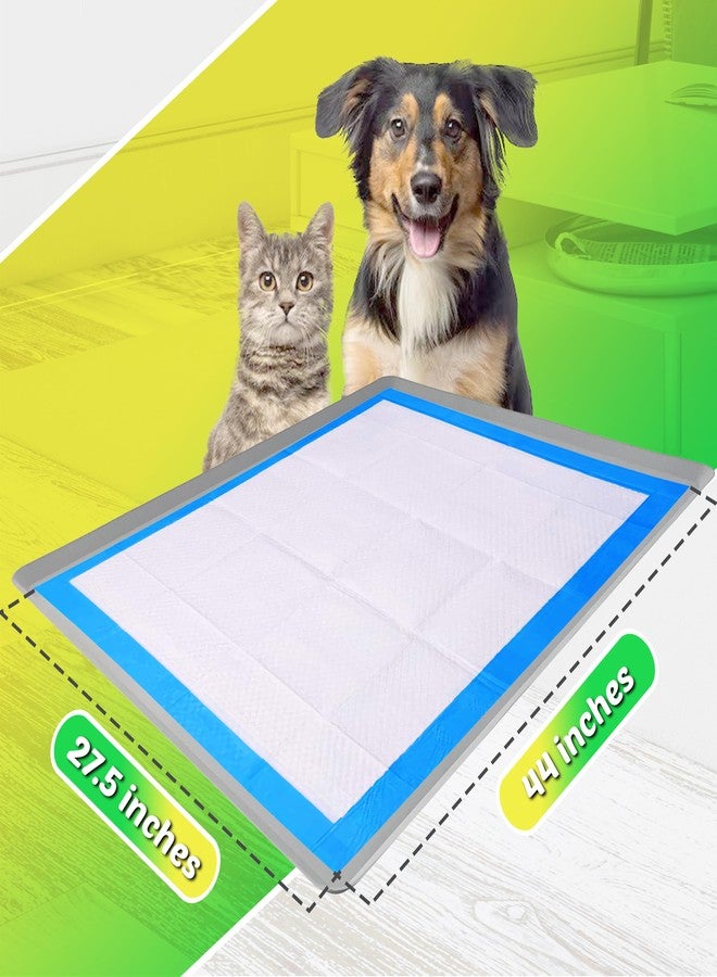 Skywin TidyFriend Dog Pee Pad Holder Tray Fits for 27.5” x 44” Wee Wee Pee Pads - Stable Grip, Raised Edges, Quick-Wipe Silicone Surface Dog Potty Tray Holder for Indoor Flooring Protection (Light Grey) - Image 2