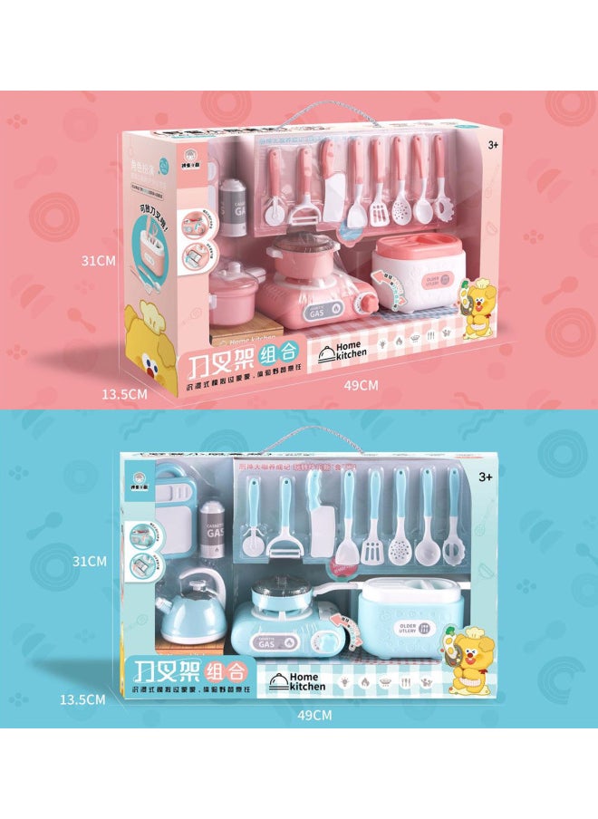 Generic - Training Institutions Children's House Cooking Cooking Kitchen Toys Parent-child Interactive Refrigerator Rice Cooker Induction Cooker Batch-Color:6688-22a Playhouse Knife And Fork Holder Combination Set (two Mixed Styles) - Image 1
