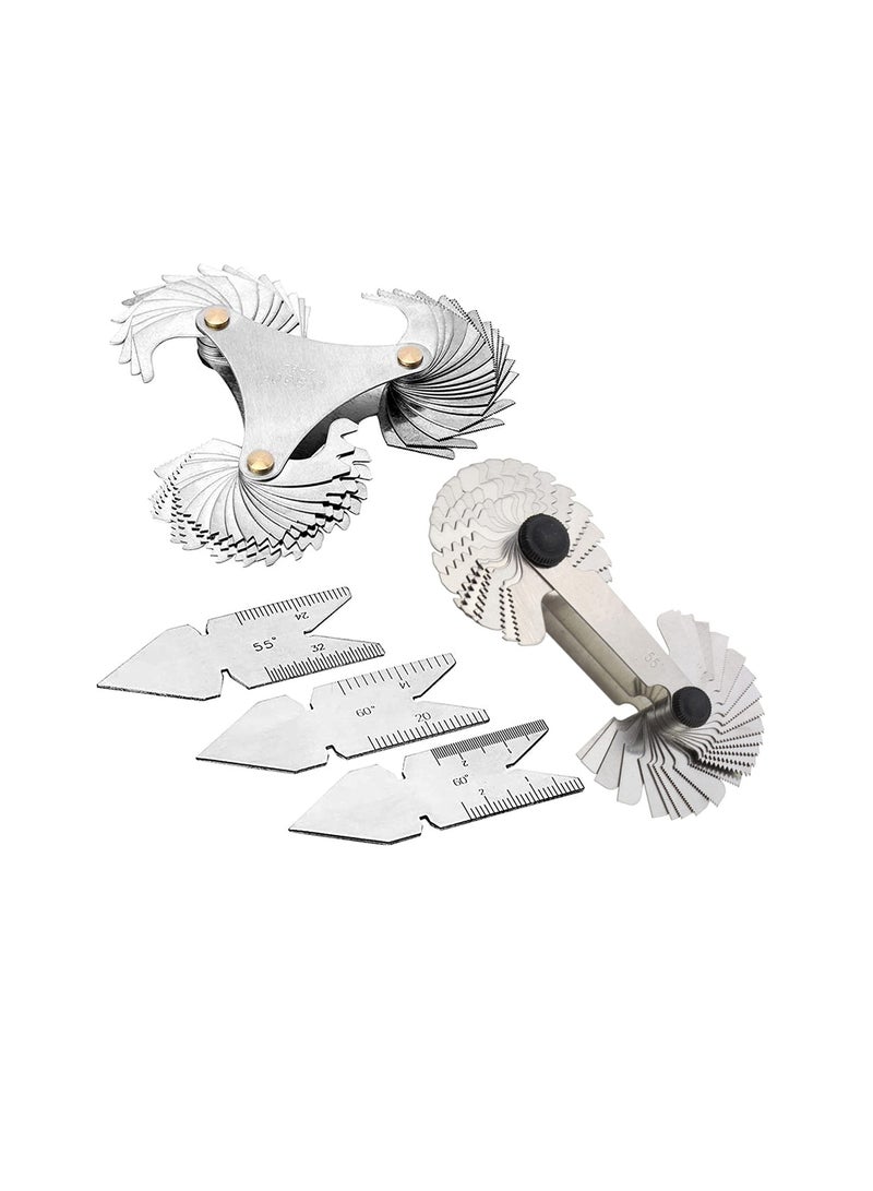 3-Piece Thread Pitch Gauge Set (55° & 60° Metric) + 51-Piece SAE Type + 52-Piece Metric, SAE & British Whitworth Thread Gauge Set for Precision Measurement - Image 1