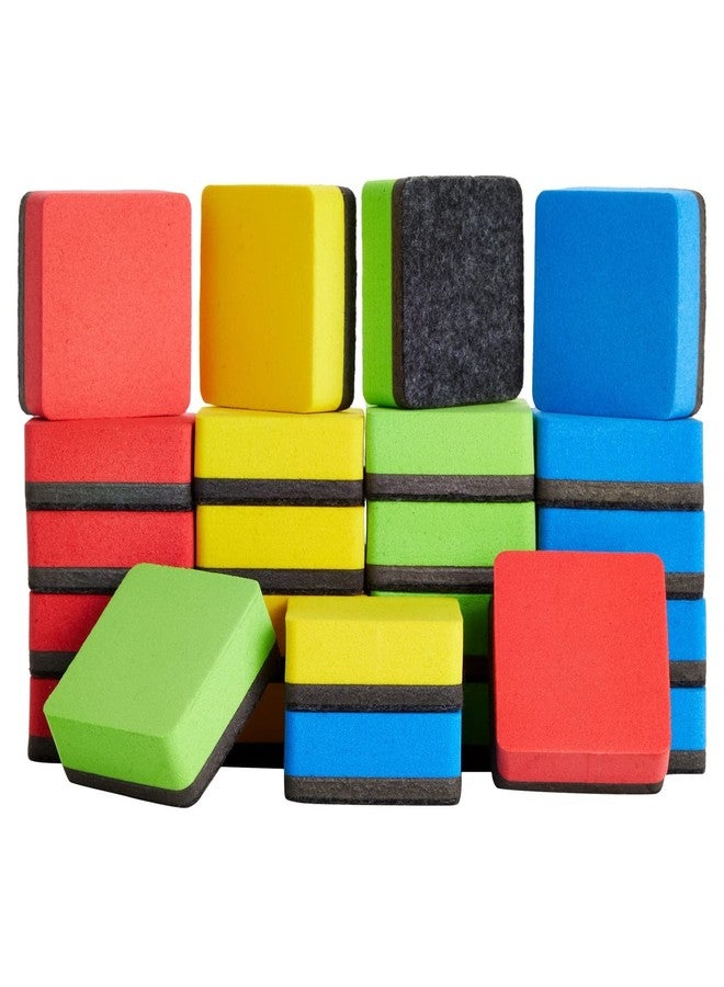 Juvale 24-Pack Square Magnetic Mini Dry Erase Erasers - 2 x 0.8 in & 4 Colors - Magnetic Whiteboard Erasers - School Supplies & Classroom Must Haves - Image 1