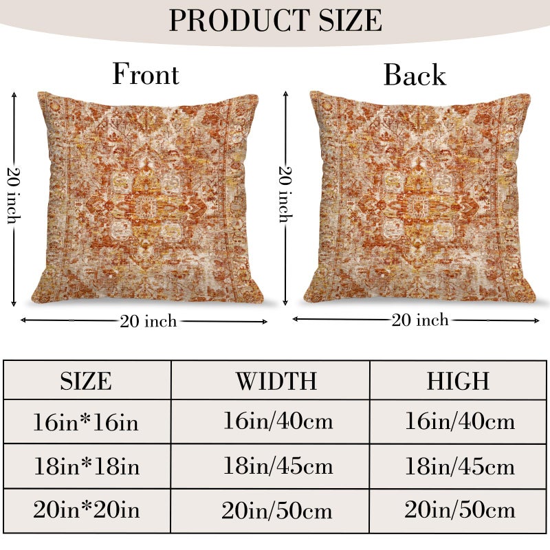 BUAEL Boho Throw Pillow Covers 20x20 inch Set of 2,Bohemian Vintage Carpet Pattern Antique Ethnic Decor Double Sided Pattern Cushion Cover Soft Pillow Case Living Sofa Room Bed Square Pillow Cover - Image 2
