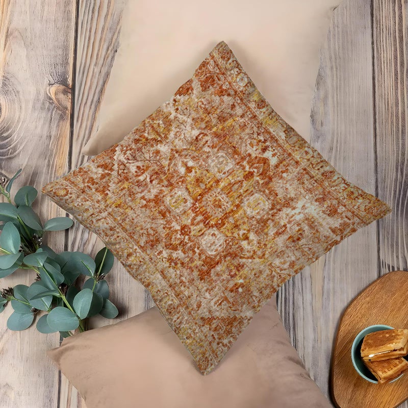 BUAEL Boho Throw Pillow Covers 20x20 inch Set of 2,Bohemian Vintage Carpet Pattern Antique Ethnic Decor Double Sided Pattern Cushion Cover Soft Pillow Case Living Sofa Room Bed Square Pillow Cover - Image 4