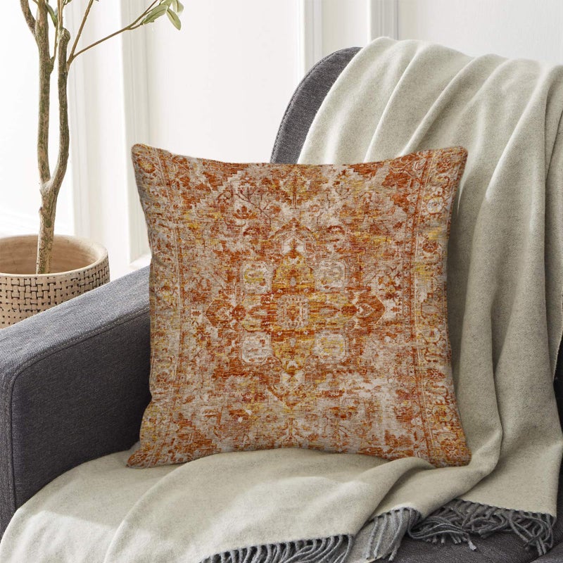BUAEL Boho Throw Pillow Covers 20x20 inch Set of 2,Bohemian Vintage Carpet Pattern Antique Ethnic Decor Double Sided Pattern Cushion Cover Soft Pillow Case Living Sofa Room Bed Square Pillow Cover - Image 5