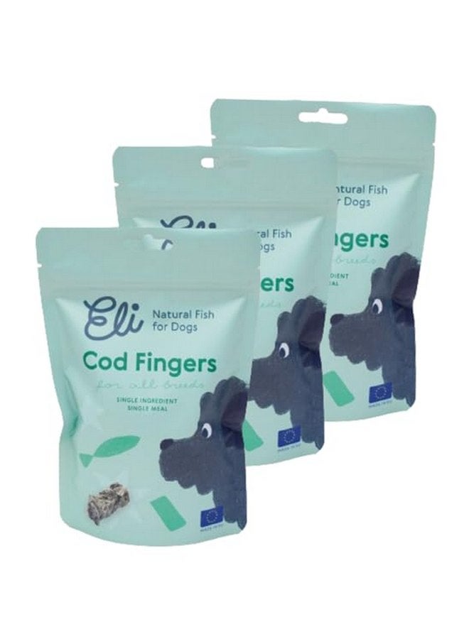Eli Cod Skin Fingers 3 Pack - Naturals Premium Dog Treats, Fish Skin Dental Treats, Rich in Protein & Omega 3, Low in Fat, Grain Free, Single Ingredient, Crispy, Hypoallergenic, Gluten Free, Air Dried - Image 1