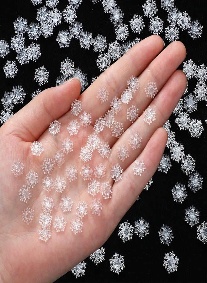 Knitgrip 150 Pcs Mini Snowflake for Craft 0.35 Inch Small Resin Xmas Embellishment Tiny Snowflake Ornaments Little Craft Pieces for Christmas Winter Party DIY Decor(Clear) - Image 1