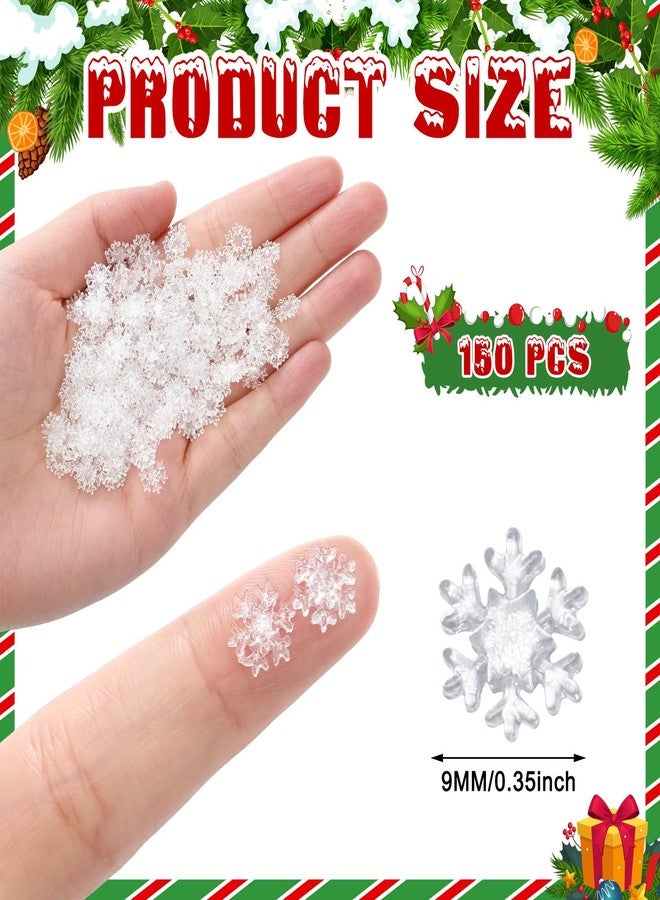 Knitgrip 150 Pcs Mini Snowflake for Craft 0.35 Inch Small Resin Xmas Embellishment Tiny Snowflake Ornaments Little Craft Pieces for Christmas Winter Party DIY Decor(Clear) - Image 2
