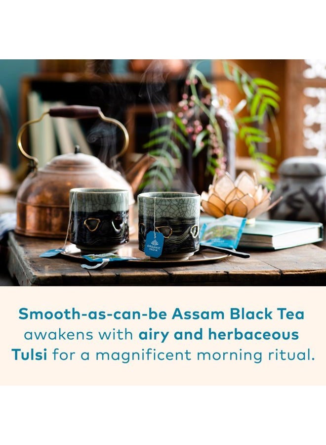 Organic India Organic India Tulsi Breakfast Herbal Tea - Holy Basil, Stress Relieving & Awakening, Immune Support, Adaptogen, Vegan, USDA Certified Organic, Non-GMO, Caffeinated - 18 Infusion Bags, 1 Pack - Image 3