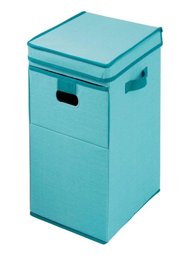 InterDesign iDesign Emmy Fabric Storage Bin with Lid and Opening Front, Basket Container with Dual Side Handles for Closet, Bedroom, Toys, Nursery - Teal - Image 4
