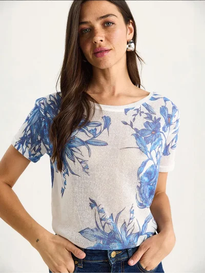Bianco Lucci LUCCI Transparent Crew Neck T-Shirt