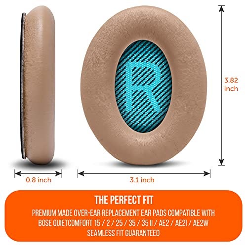 WC Wicked Cushions Upgraded Replacement Ear Pads for Bose Headphones - Compatible with QC15 / QC25 / QC35 & 35 ii / QC2 / AE2 / AE2i / AE2W / Soundlink - Softer Leather, Luxury Memory Foam | Beige - Image 5