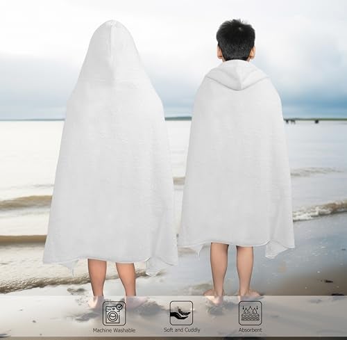 ORIGINAL KIDS Hooded Bath Towel Wrap Ultra Soft 100 Cotton Terry Large Oversized Hooded Kids Towel Toddler Big Kid Shower Pool Beach Towel Absorbent Quick Dry Easy Care Gift 30 x 54 White - Image 3