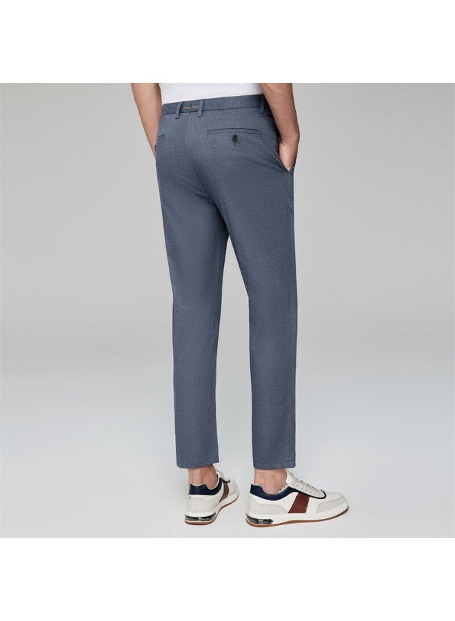 Dancing Wolves Modal + Tencel Spring And Summer Commuting Lycra Men's Casual Cropped Pants 103 Gray Blue 34 - Image 4
