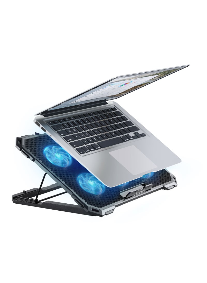 Standard ICE06N Laptop Cooling Pad with 6 Blue LED Fans, 6-Level Adjustable Speed, Adjustable Height and Dual USB Ports - Image 3