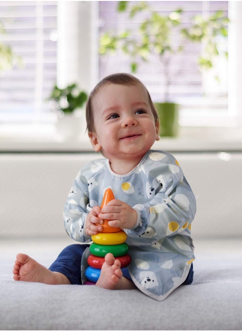 Y&D Long Sleeve Bib Set, Baby Waterproof with Pockets, Toddler Sleeves and Debris Catcher, Smudge Odor Resistant Playsuit Apron for Infants 6-24 Months (3 Pack)  - Image 2