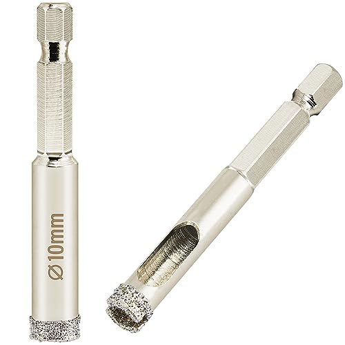 DaduoRi 3/8 inch Diamond Hole Saw, Wet use, 3/8" Diamond Drill Bit for Porcelain Tile Glass Granite Ceramic Marble Stone, 10mm Tile Bits x 2 Pack (1/4" Hex Shank) - Image 1