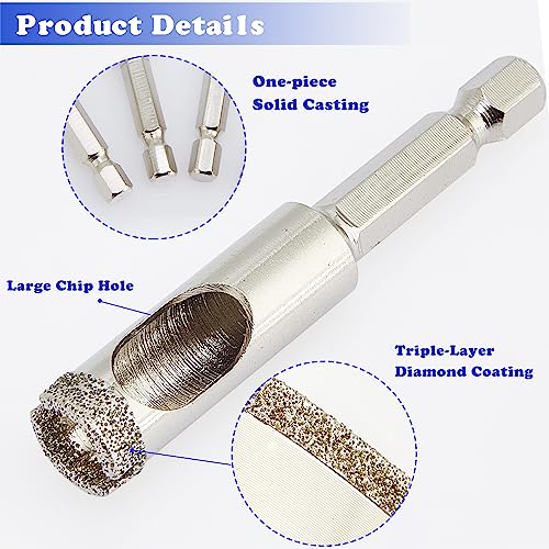 DaduoRi 3/8 inch Diamond Hole Saw, Wet use, 3/8" Diamond Drill Bit for Porcelain Tile Glass Granite Ceramic Marble Stone, 10mm Tile Bits x 2 Pack (1/4" Hex Shank) - Image 5