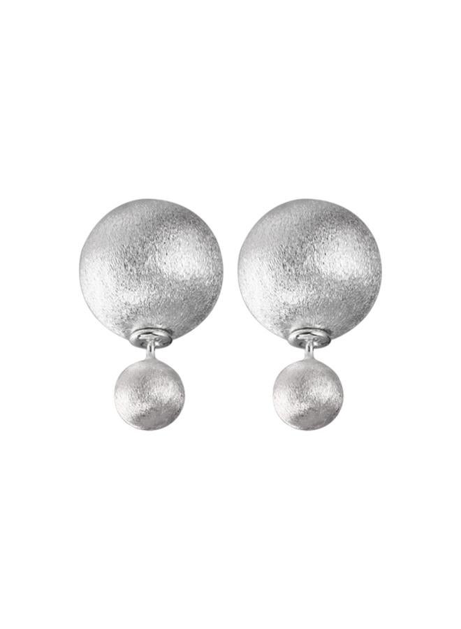 925 Sterling Silver Ball Frosted Rear Hanging Earrings Women's Simple Elegant Hong Kong-style High-end Ear Jewelry 0204y
