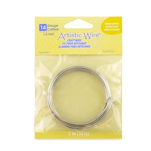 Artistic Wire, 14 Gauge Tarnish Resistant Tinned Copper Craft Wire, Silver Color, 10 ft - Image 1