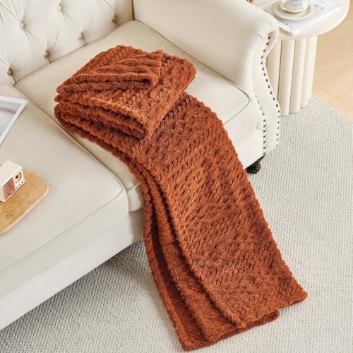 Lussena 50x70 Inch Rust Throw Blanket - Soft & Fluffy Fleece, Cute & Aesthetic, Perfect for Sofa, Couch, Chair, Bed, Living Room & Bedroom, All-Season Use, Plush & Cozy Decorative Blanket - Image 3