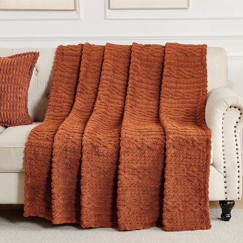 Lussena 50x70 Inch Rust Throw Blanket - Soft & Fluffy Fleece, Cute & Aesthetic, Perfect for Sofa, Couch, Chair, Bed, Living Room & Bedroom, All-Season Use, Plush & Cozy Decorative Blanket - Image 1