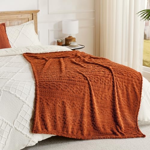 Lussena 50x70 Inch Rust Throw Blanket - Soft & Fluffy Fleece, Cute & Aesthetic, Perfect for Sofa, Couch, Chair, Bed, Living Room & Bedroom, All-Season Use, Plush & Cozy Decorative Blanket - Image 2