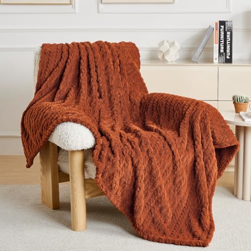 Lussena 50x70 Inch Rust Throw Blanket - Soft & Fluffy Fleece, Cute & Aesthetic, Perfect for Sofa, Couch, Chair, Bed, Living Room & Bedroom, All-Season Use, Plush & Cozy Decorative Blanket - Image 4