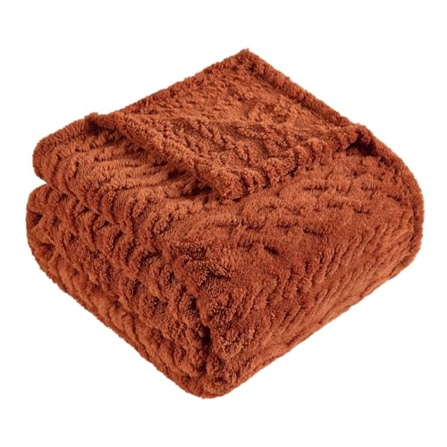 Lussena 50x70 Inch Rust Throw Blanket - Soft & Fluffy Fleece, Cute & Aesthetic, Perfect for Sofa, Couch, Chair, Bed, Living Room & Bedroom, All-Season Use, Plush & Cozy Decorative Blanket - Image 5